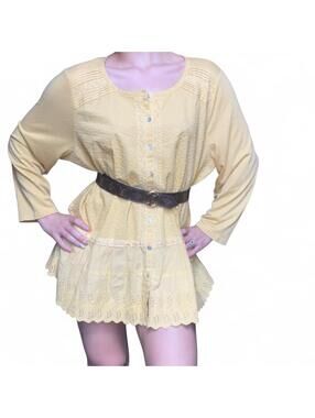 Free People Women's Yellow and Tan Dress